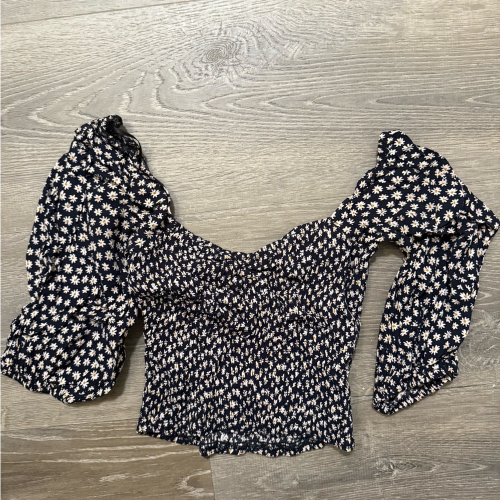 Floral Black and White Women's Top